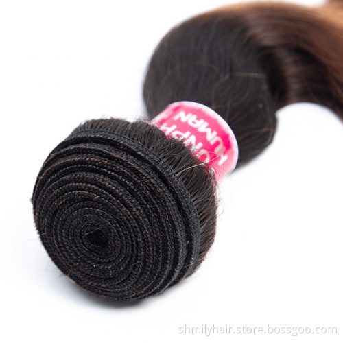 Wholesale Ombre 3 Tones Color 1B/4/30 Remy Brazilian Body Wave Human Hair Weave Bundles Virgin Cuticle Aligned Hair Extension